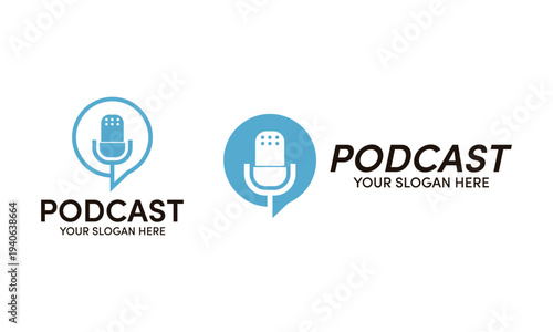 Chat Podcast channel logo design icon vector template