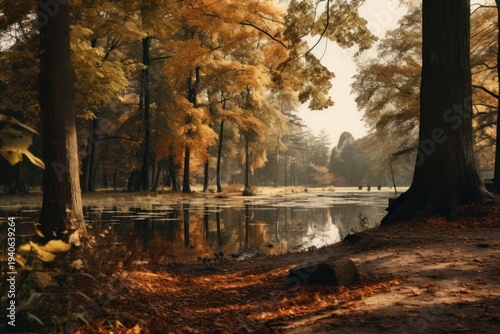 Fall Foliage Reflections on a Serene Lake