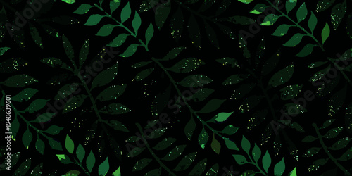 Dark green foliage and sparkling lights create a lush natural pattern