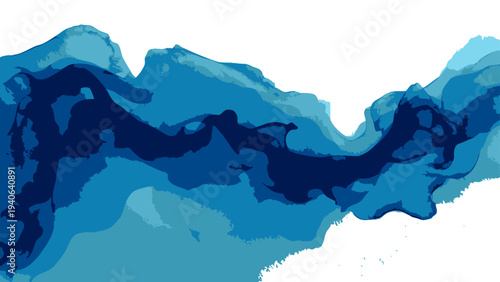 Vector abstract ocean wave illustration capturing the dynamic flow and serene depth of water with fluid brush strokes and an artistic touch.