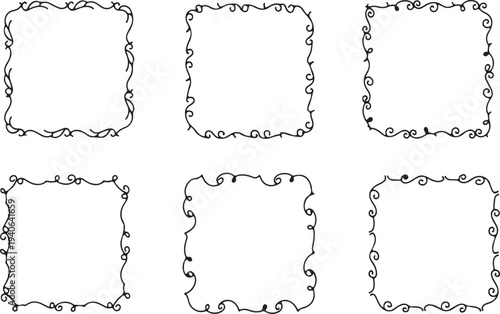 Square decorative frames with simple organic borders, elegant design