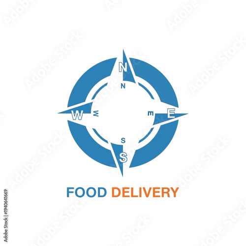 Compass with cardinal points for food delivery service accurate and quick delivery
