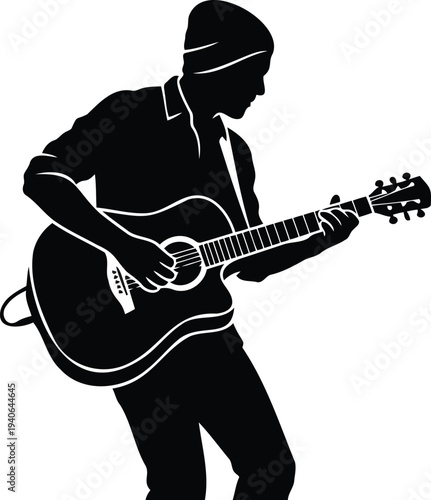 Person Playing Acoustic Guitar Silhouette