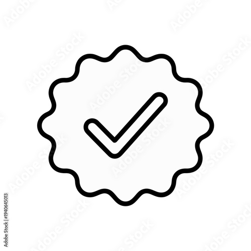 Verified badge outline icon with checkmark