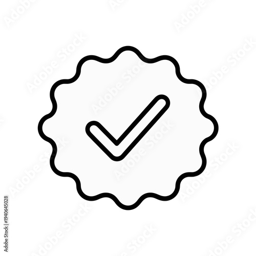 Verified badge outline icon with checkmark