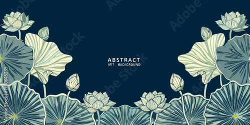 Elegant floral arrangement featuring lotus flowers and lily pads
