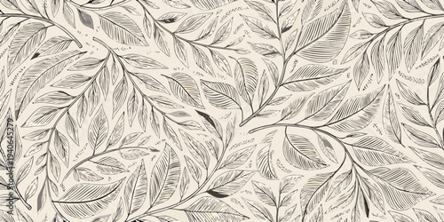 Delicate botanical illustration of weeping willow branches and leaves