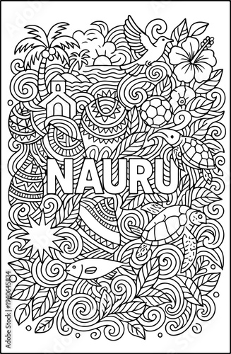 Nauru hand drawn vector illustration doodle art line art coloring page for kids