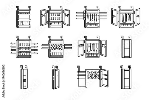 Increased rack organizer jewelry panels expandable icon tidy mode vector