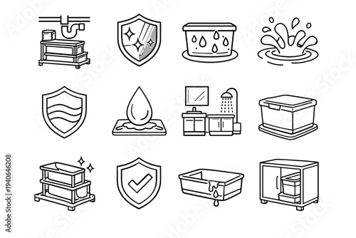 Build cabinet material refined organizer sink under choice icon feature durability vector