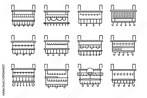 Visual clutter rack vector reduced design refined jewelry minimalist form icon structure