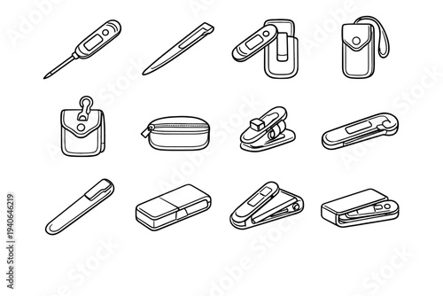 Vector carry clip neat thermometer mount icons icon modern digital portability clean