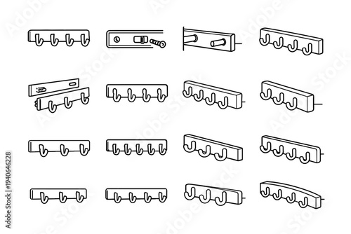 Wall icon system hook vector mounting secure concealed outline concept