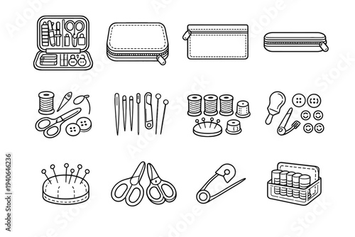 Accessory pouch kit vector track icon form silhouette sewing proportions portable reinforced