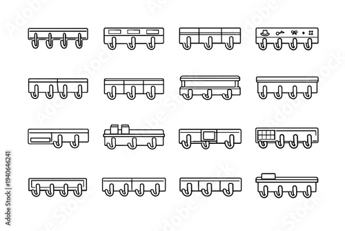 Zones subtle refined icon practical hook vector silhouette modern rail groove tidy