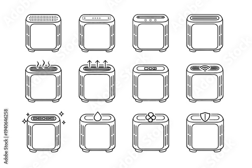 Icon vector matte top freestanding front body housing outline smart purifier air