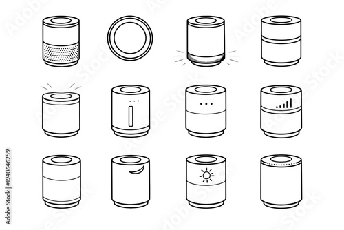 Purifier soft smart indicator glow air led refined outline proportions icon vector