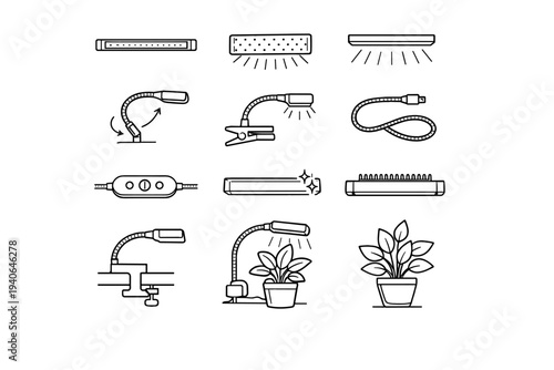 Pod plant light clip icon beam vector photon spreader braided clamp passive