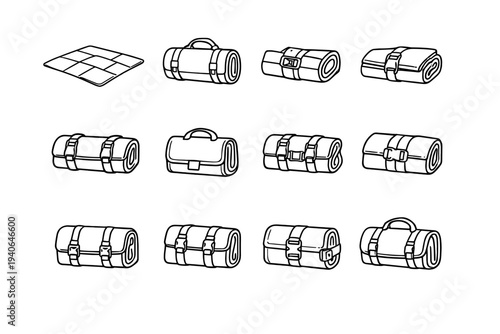 Foldable solution lock storage vector fastening icon mat picnic closure modern compact