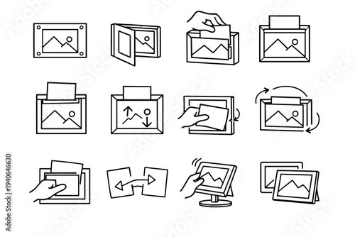 Update icons photo picture swap frame opening icon vector mechanism magnetic slot