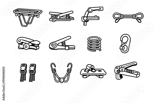 Icons practical rack spring vector bike icon detail retention mechanism top simple