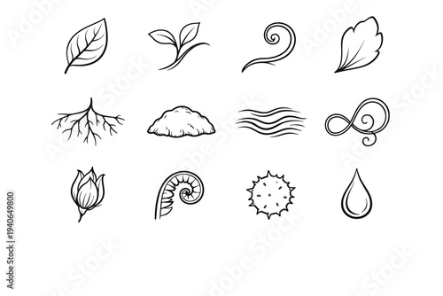 Tip seedling generation curve grain bark form simple image mound sketch icon