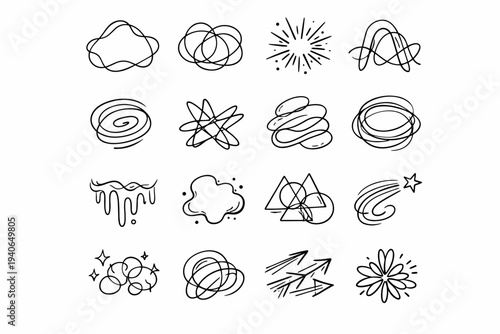 Four generation eight image abstract traced icon form simple three nine two