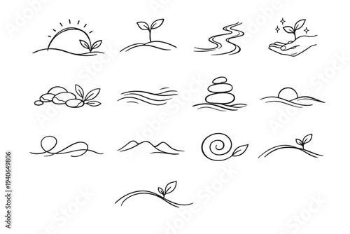 Thoughtful living image trace icon nurture simple contour pace focused intentional vector