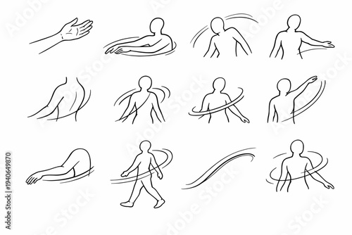 Movement simple dynamic sweep gesture arc activity image curve icon vector generation