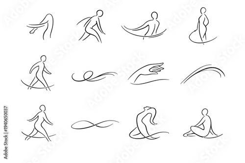 Motion gesture relaxed icon body image path curve simple generation intuitive vector
