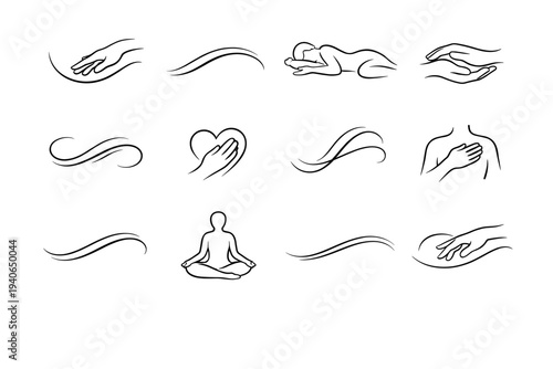 Smooth simple icon soft line trace hand generation arc light body image