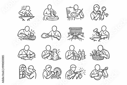 Ten artisan vector icon collection four abstract form eleven nine eight