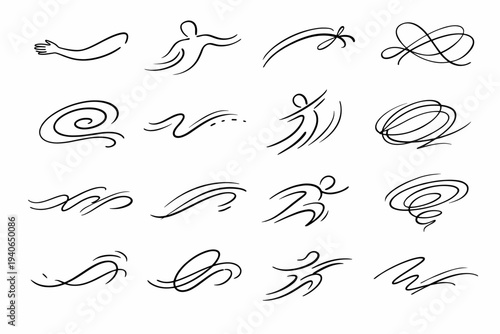 Vector line trace motion loose generation casual gesture image icon simple free