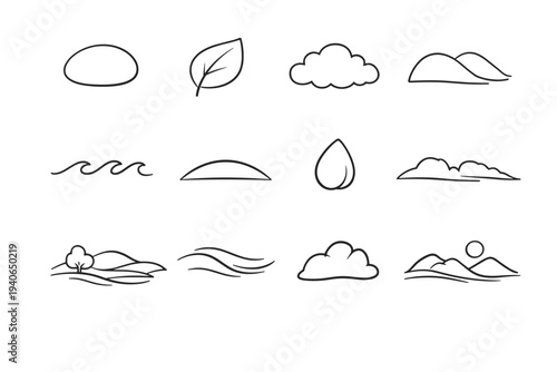 Calm mellow outline hill peaceful silhouette rounded vector organic soft icons icon