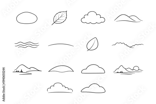 Natural vector arc mellow icon simple seed stone curve contour generation image