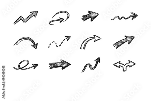 Sketch wayfinding vector crooked arrow guidance image generation curve navigation playful simple