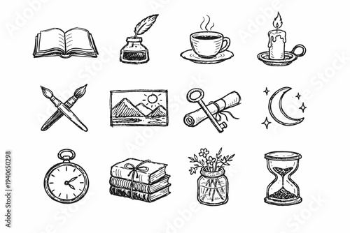 Stroke icon unhurried uneven reflective simple vector calm flow image generation chaotic