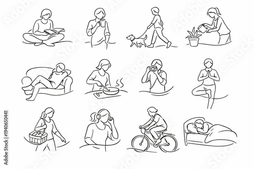 Gesture motion informal loose image everyday outline action vector simple light generation