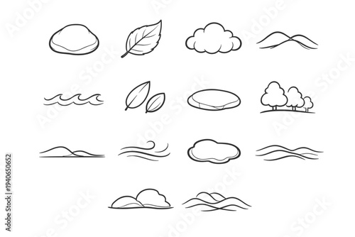 Gentle quiet outline wave subtle image icon peaceful simple vector hill generation