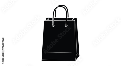 Simple black shopping bag illustration with two handles and flat base