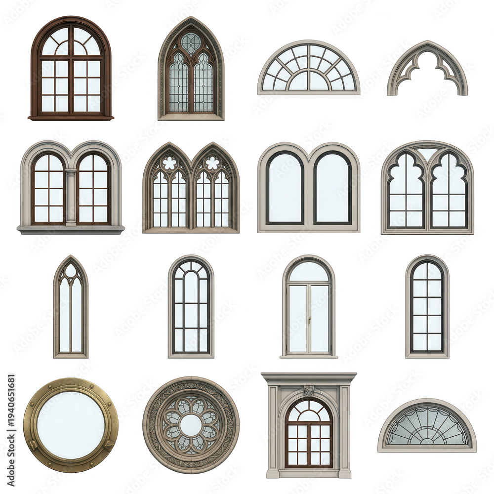 Obraz premium Collection of Architectural - Gothic, Arched and Round Styles