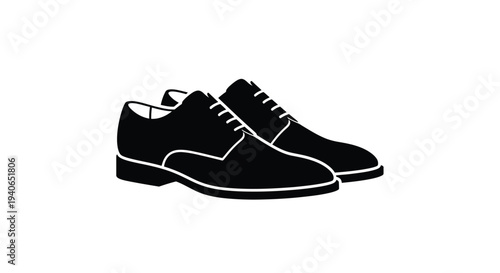 A black and white illustration of a pair of dress shoes