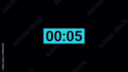 10 second countdown timer animation on a transparent background, 10 second to 0 second countdown timer with alpha channel in 4k.