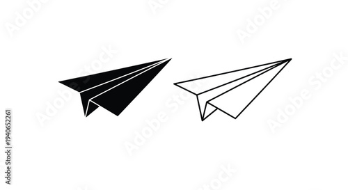 Two paper airplanes one black and one white depicted in a simple style