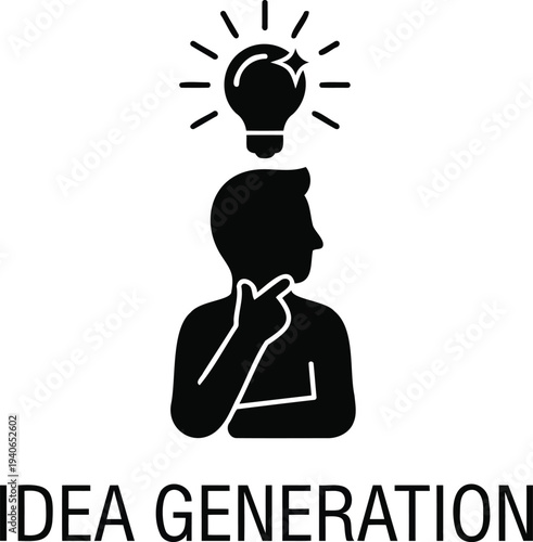 Person Lightbulb Above Head Idea Silhouette Vector