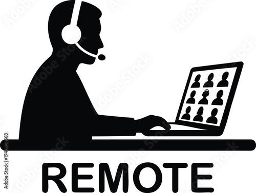 Person Conference Call Headset Virtual Silhouette