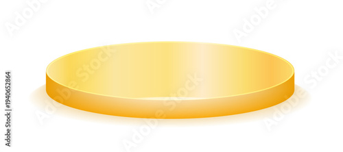 Realistic round gold pedestal sanctified. Empty golden podium mockup isolated on transparent background. Champion, first place, award, win, winner concept design. Vector PNG