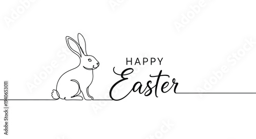 Wallpaper Mural Simple line art bunny wishes you a happy Easter. Torontodigital.ca