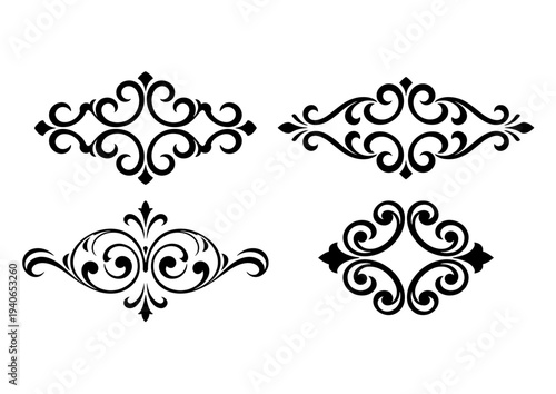 Set of Black Decorative Flourishes and Swirl Dividers for Elegant Layouts