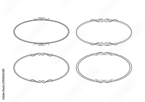 4 Delicate Oval Decorative Border Frames for Wedding Invitations and Stationery